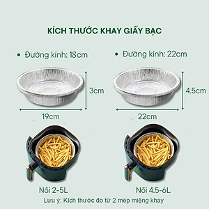 COMBO 20 Đĩa Giấy Bạc Lót Nồi Chiên Không Dầu, Khay Bạc Nướng Thực Phẩm 22cm