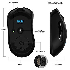 Chuột Gaming Logitech G703 Hero Lightspeed - Hàng Chính Hãng