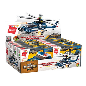 Hộp 8 bộ đồ chơi lắp ráp Trực thăng tấn công 8in1 Qman 1801 (381 chi tiết)
