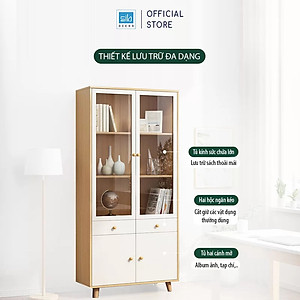 Tủ Gỗ Kết Hợp Cửa Kính Thương Hiệu SIB Decor Đa Năng, Hiện Đại KG45