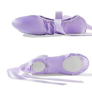 Giày múa ballet satin cao cấp màu tím