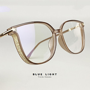 Gọng Kính Cận, Kính Giả Cận Nữ Mắt Mèo Viền Dày Ánh Nhũ Nữ Tính,  Chống Ánh sáng Xanh, Gọng Nhựa Dẻo TR90 Đen, Nâu, Trong Suốt - BLUE LIGHT