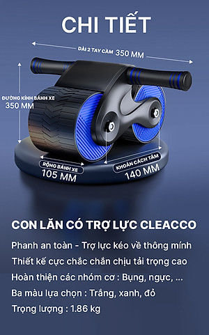 Con Lăn Trợ Lực Bảo Hành 12 Tháng Con Lăn Tập Bụng Có Trợ Lực Thiết Kế Bánh Xe Rộng Êm Ái Chắc Chắn Cleacco Boro Sport