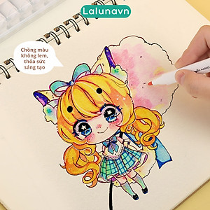Bút Màu Acrylic Marker sơn đánh dấu Lalunavn nhiều mực hơn 50% bộ 12/24/36/48/60m hộp nhựa xách tiện dụng B196