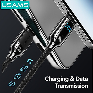 Cáp sạc nhanh USAMS SJ741 Type-C to Ln 30W màn hình hiển thị kỹ thuật số - Hàng Chính Hãng