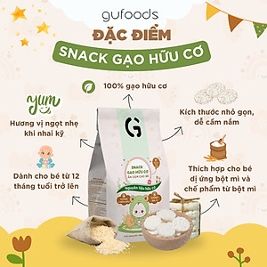 Bánh Snack Ăn Dặm Hữu Cơ Cho Bé GUfoods 40g - Thành Phần Gạo Organic, Không Gia Vị, Dễ Tiêu Hoá