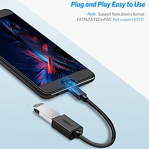 Cáp chuyển đổi USB 2.0 sang Micro USB OTG loại dẹt Ugreen 10821 - Hàng Chính Hãng