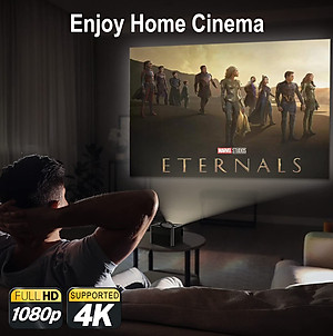 Máy chiếu 4K JUYUPU G01 Full HD 1080P hình ảnh video chân thực 4K độ sáng 9500 Lumens 32GB hệ điều hành Android 10.0 kết nối bluetooth Wifi 5G với laptop điện thoại loa-Hàng chính hãng