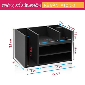 Kệ sách gỗ kệ sách mini trang trí bàn làm việc SMLIFE Atonio