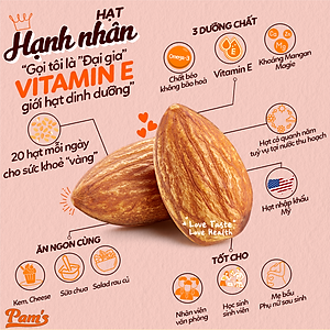 Hạnh Nhân Rang Bơ Pams, Nhập Khẩu Mỹ Vỏ Mỏng Chất Lượng, Không Cholesterol, Dùng Ăn Kiêng