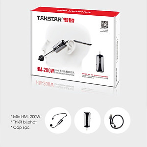 Micro không dây, mic không dây, micro cài đầu không dây TAKSTAR HM-200W công nghệ UHF - AVSTAR - hàng chính hãng