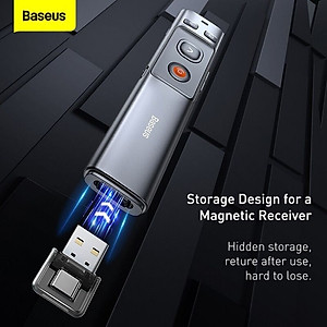 Bút Laser trình chiếu Baseus Orange Dot Wireless Presenter Green Lasercharging cho Laptop Macbook MKCD- Hàng chính hãng