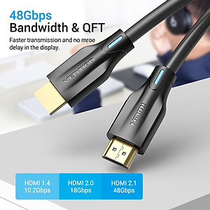 Cáp HDMI chuẩn 2.1 Vention hỗ trợ 4K, 5k dài 1m - 5m - Hàng chính hãng