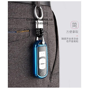 Ốp, bọc chìa khóa silicon tráng gương bảo vệ chìa khóa xe Mazda 2, 3, 6, CX-5, CX5, CX8, CX-8 kèm móc đeo INOX