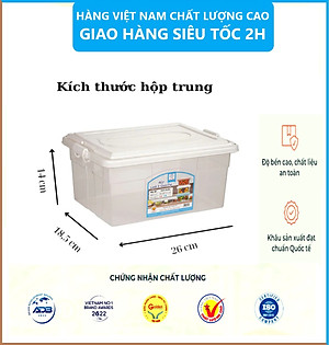 Hộp lạnh 2 quai Việt Nhật 3 size, Hộp đựng thực phẩm, bảo quản thức ăn , Hộp đựng đồ đa năng có quai xách tiện lợi - Hàng Việt Nam