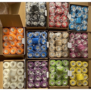 Combo 2 Cuộn Băng Cuốn Tự Dính, Băng Cuốn Cao Su Non, Băng Keo Thể Thao Chống Chấn Thương (Kích thước 5cm*4.5m), Băng keo thể thao đá bóng, băng cuốn thể thao vải tự dính, băng quấn y tế cuốn ngón tay, cổ tay, cổ chân