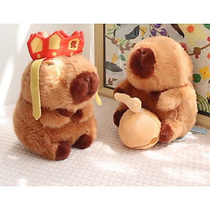 Thú nhồi bông capybara gõ mõ ngộ nghĩnh - Size 35cm - Quà tặng gấu bông chuột lang nước dành cho người cần tịnh tâm.