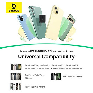 Bộ cốc sạc nhanh kèm cáp C to C Baseus Super Si Quick Charger 1C 25W Sets（PD/ QC3.0 Quick charger, With Cable) dùng cho sam sung S20, S21- Hàng chính hãng