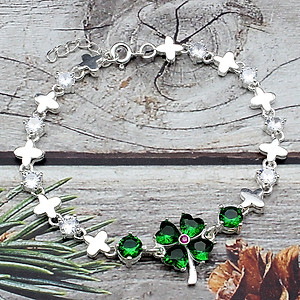 Lắc Tay Nữ Bạc Hiểu Minh LTU446G cỏ 4 lá bạc ta