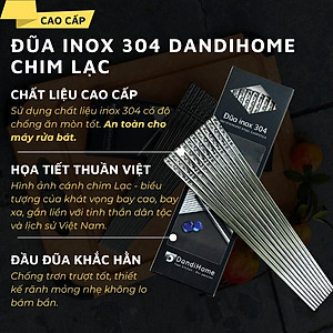 Set 05 đôi đũa inox 304 - 316 DandiHome 2020 chống trơn trượt, sang trọng, tinh tế