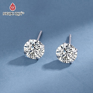 Bông tai nụ đít đẩy bạc S925 - Bông tai nụ bạc - Ngọc Quý Gemstones