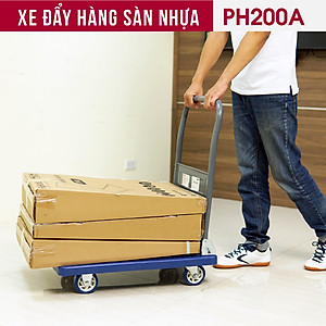 Xe đẩy hàng 4 bánh gấp gọn 200kg đa năng sàn nhựa nhập khẩu FUJIHOME PH200A, bánh cao su chống ồn
