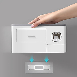 Hộp Đựng Bàn Chải Và Nhả Kem Đánh Răng Tự Động Tặng Kèm  Cốc Hút Từ -Kệ Để Đồ Nhà Tắm Dán Tường Tiện Lợi- Hàng Chính Hãng MINIIN