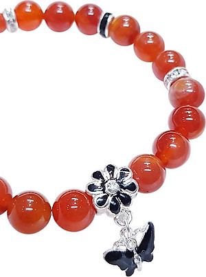 Vòng Tay Mệnh Hỏa, Thổ Đá Mã Não, Charm Butterfly Laliz CM.03