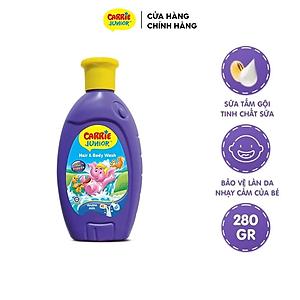 Chai Sữa Tắm Gội cho bé Carrie Junior hương trái cây thiên nhiên 280g