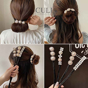 Kẹp búi tóc, kẹp quấn tóc dẻo củ tỏi đa năng, kẹp tóc đính hoa - ngọc hot trend style Hàn Quốc cho nữ - Culi.accessories