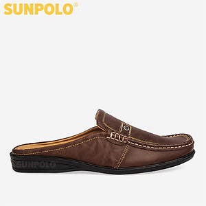 Dép Sabo Nam Da Bò SUNPOLO SUSB004N - Nâu