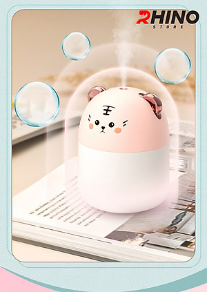 Máy phun sương tạo ẩm Rhino H903 dung tích 250ml, nhỏ gọn, không gây tiếng ồn, tích hợp đèn ngủ RGB nhiều màu - Hàng chính hãng