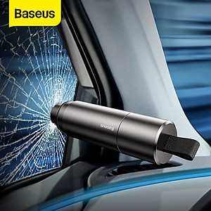 Dụng cụ thoát hiểm trên ô tô Baseus (gồm 1 đầu là búa phá kính và 1 đầu là dao cắt dây an toàn) - Hàng chính hãng - giao màu ngẫu nhiên