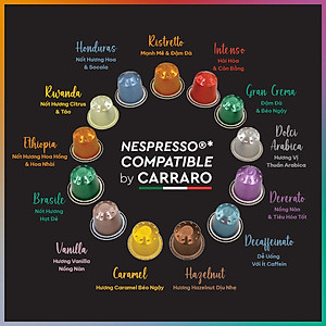 Cà phê viên nén Carraro Gourmet Blends – Hàng nhập khẩu từ Ý - Tương thích với máy Nespresso