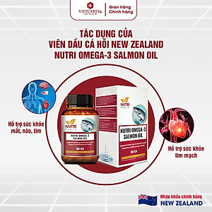 Viên Dầu Cá Hồi New Zealand Nutri Omega-3 Salmon Oil 60 Viên | Hỗ Trợ Sức Khỏe Mắt, Não, Tim - Nhập Khẩu Chính Hãng