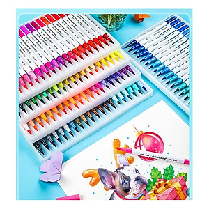 Bộ Bút lông kim 2 đầu brush dùng để vẽ, tô màu,Sketch hoặc viết calligraphy-set 48/72/100 màu Laluna- B63