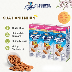 Thùng Sữa Hạt Hạnh Nhân ALMOND BREEZE Không Đường 180ml x 24 Hộp
