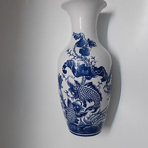 Cặp Lộc Bình, lọ hoa sứ bát tràng cao 38 cm ( cá chép, tùng hạc, chim công,  tùng và hoa mẫu đơn),  (giao ngẫu nhiên)