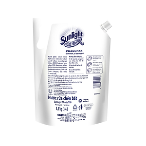 Nước Rửa Chén Bát Sunlight Chanh 100 Sạch Nhanh Xả Bọt Nhanh Rửa Sạch Dầu Mỡ Túi 3.1KG