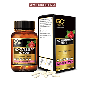 Viên uống viêm đường tiết niệu nhập khẩu chính hãng New Zealand GO CRANBERRY 60000+ (30 viên) hỗ trợ điều trị viêm đường tiết niệu, viêm phụ khoa, giảm tiểu buốt, tiểu dắt, tiểu đêm, khó đi tiểu
