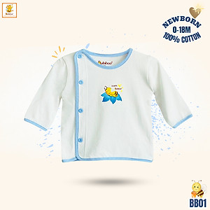 Áo sơ sinh bác sĩ dài tay cúc lệch viền màu cho bé BB01