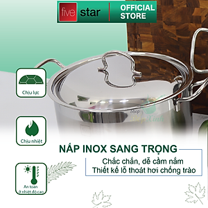 Nồi Fivestar Nắp Inox - Tặng 5 Muỗng Ăn Inox - Bạc