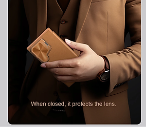 Bao da chống sốc cho Samsung Galaxy S24 Ultra, S24 Plus, S24 trang bị nắp bảo vệ Camera hiệu Nillkin Qin Pro (ngăn đựng thẻ ATM Name Card, chất liệu da cao cấp, thiết kế thời trang cá tính) - Hàng nhập khẩu