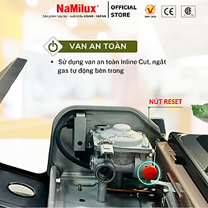 Bếp Gas Du Lịch (Bếp Gas Mini) NaMilux Mother│Van An Toàn Inline Cut│Công Suất 2.6 Kw (2.200 kcal/giờ) - Hàng Chính Hãng