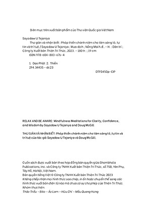 Thư Giãn Và Nhận Biết - Pháp Thiền Chánh Niệm Cho Tâm Sáng Tỏ, Tự Tin Và Trí Tuệ