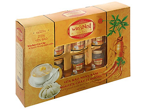 (Thùng  06 hộp) Yến Sào win'sNest Tổ Yến Chưng Sẵn 20% Nhân Sâm Ít Đường (6 Lọ/Hộp) Món quà sức khỏe KÈM TÚI