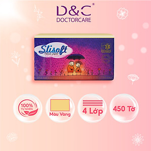 Giấy ăn Slisoft Vàng tự nhiên đa năng,khăn giấy rút thân thiện môi trường không chất tẩy trắng an toàn cho cả gia đình