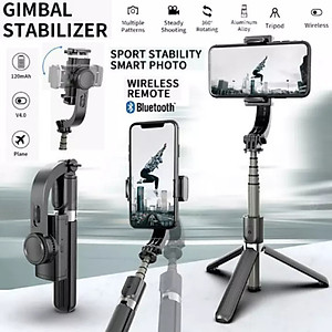 Gậy chụp hình selfie quay phim chống rung kiêm tripod đa năng 2 in 1 kèm remote bluetooth không dây hiệu HOTCASE Gimbal Stablizer L08 hỗ trợ nhiều mức thay đổi độ dài, tripod 3 chân chắc chắn, xoay 360 độ - Hàng nhập khẩu