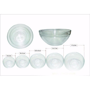 Bộ Thố Thuỷ Tinh 5 Món Có Nắp Đậy- Đựng Thức Ăn, Rau Củ, Trái Cây - Sử Dụng Trong Lò Vi Sóng Tiện Lợi An Toàn - Hàng Chính Hãng MINIIN