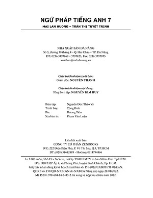 Ngữ Pháp Tiếng Anh 7 (Theo Chương Trình Khung Của Bộ Giáo Dục Và Đào Tạo)